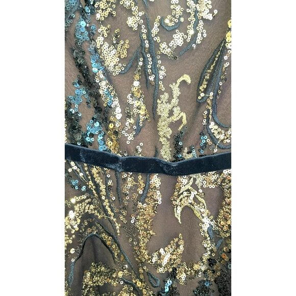 Marchesa Notte $1395 Sequins Blue Cape Sleeve Formal Gown Dress NEW Sz 2 - Picture 8 of 11